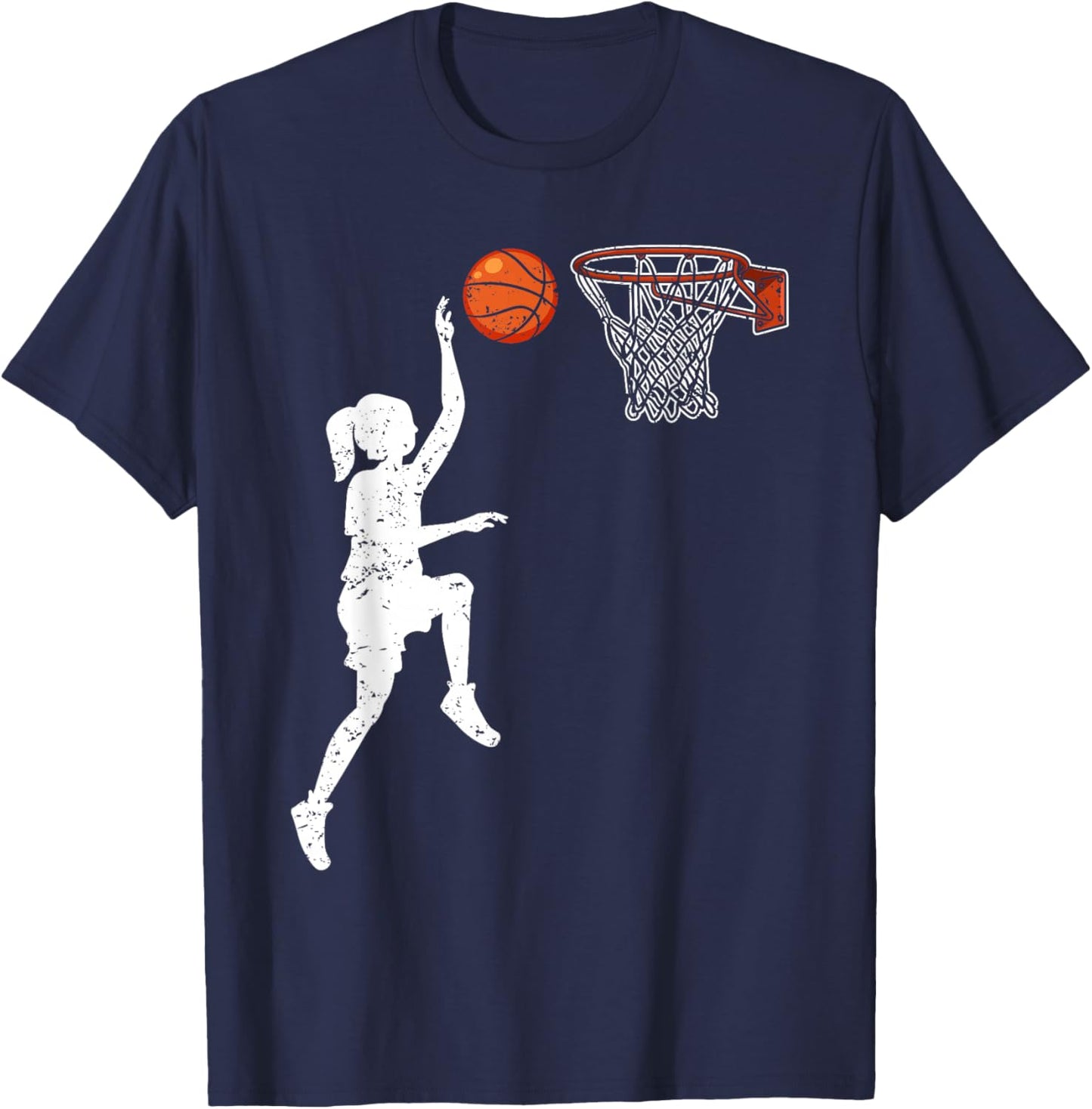 Basketball Girl Woman T-Shirt - T-Shirt | Navy