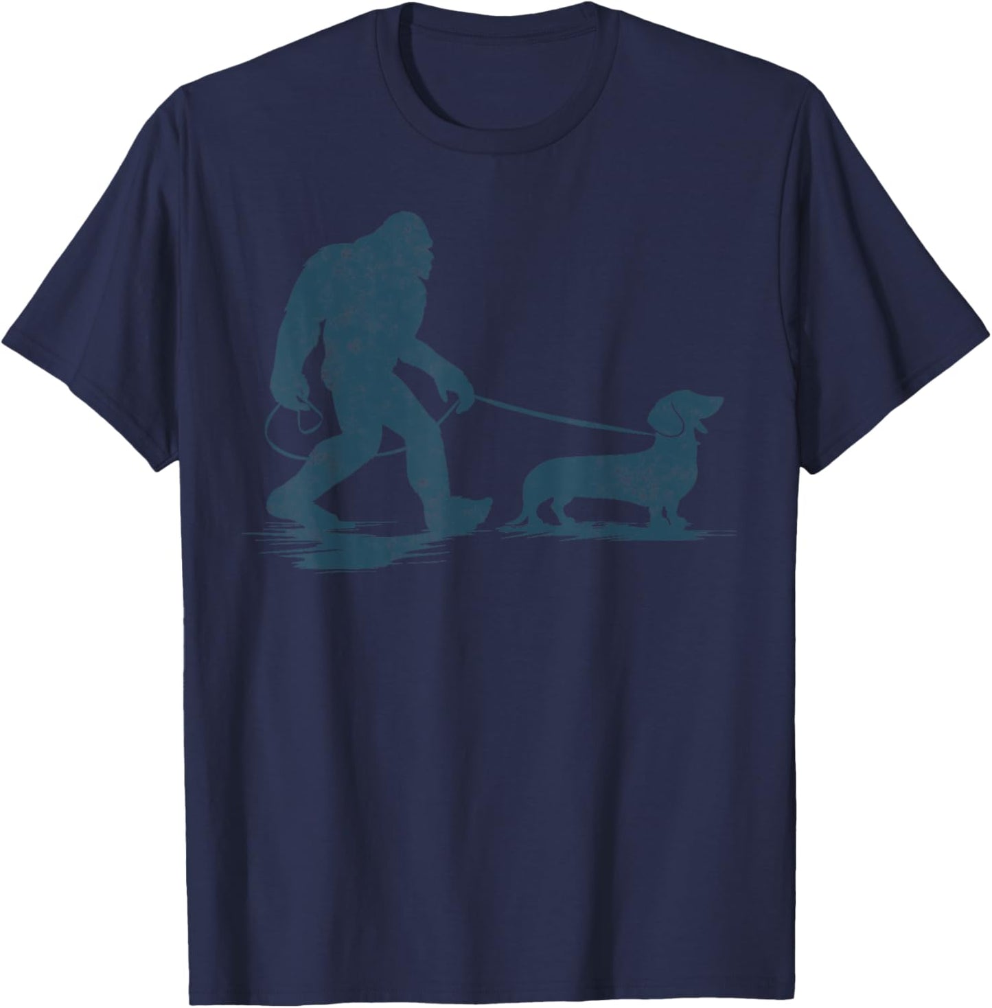 Dachshund Dog Bigfoot Walking Funny Wiener Dog Dad Gifts T-Shirt - T-Shirt | Navy