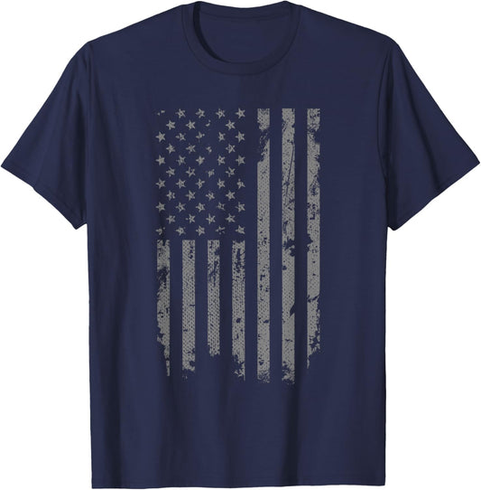 Threadrock Vintage Distressed American Flag - -Adults & Kids - Black - Small - Short Sleeve T-Shirt - T-Shirt | Navy