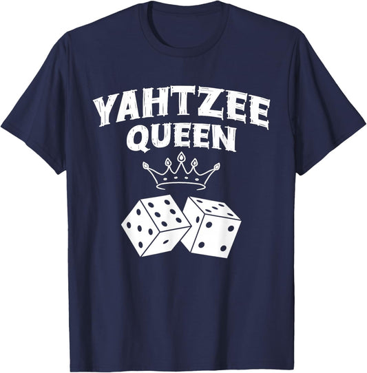 Yahtzee Queen Game Night Dice Game T-Shirt - T-Shirt | Navy