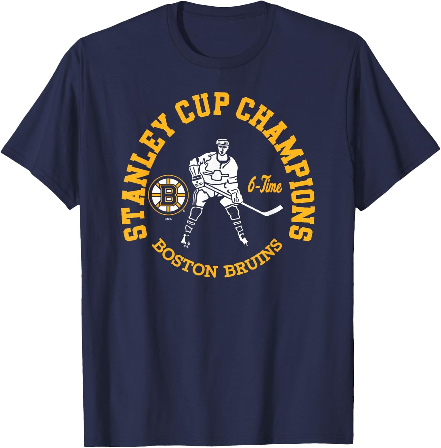 Boston Bruins Stanley Cup Champions 6-Time Black T-Shirt - T-Shirt | Navy