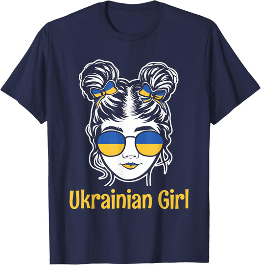 Ukrainian Girl Flag Symbol Love Support Ukraine Country Gift T-Shirt - T-Shirt | Navy
