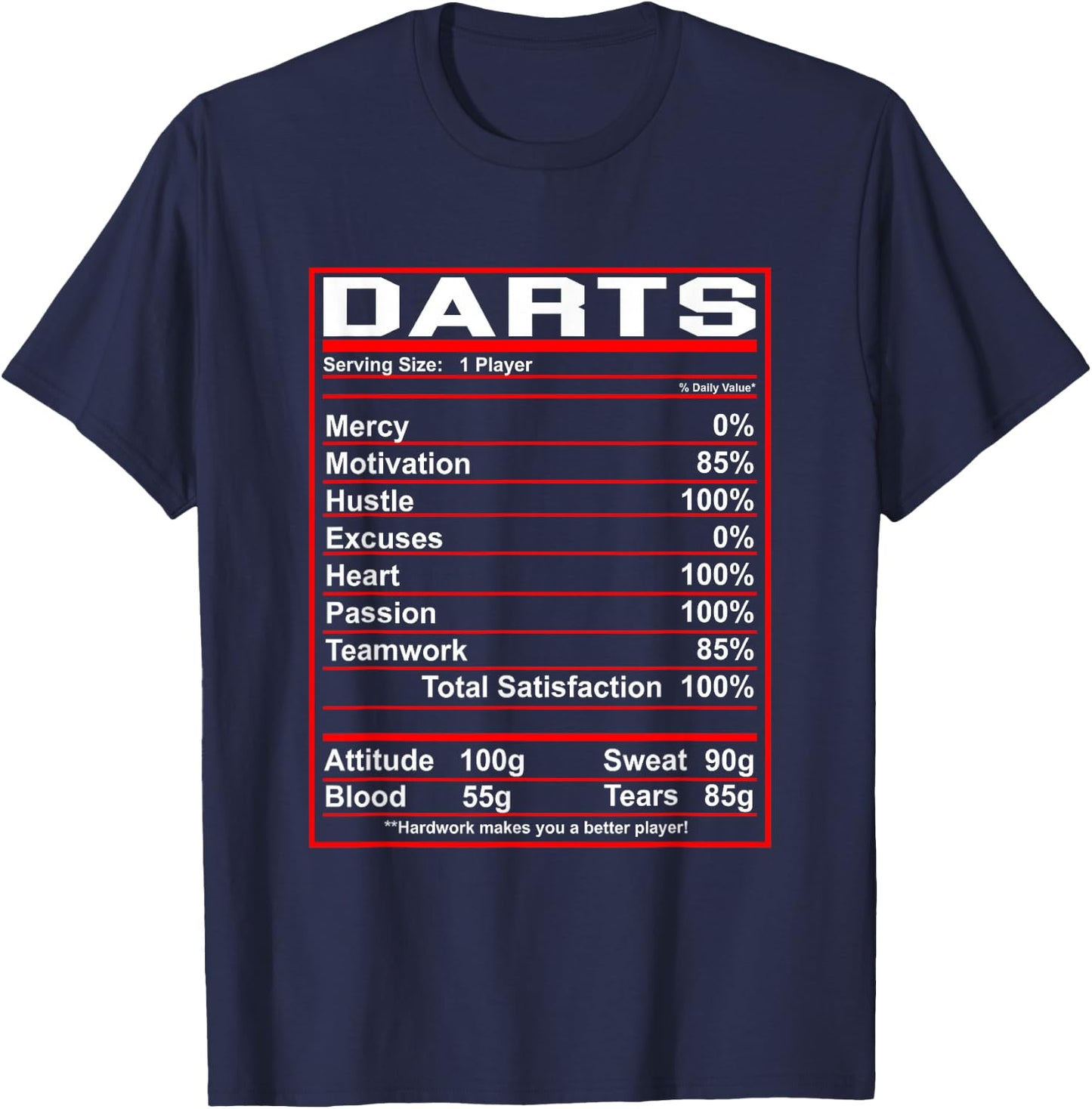 Funny Darts Nutrition Facts Dart Player T-Shirt - T-Shirt | Navy