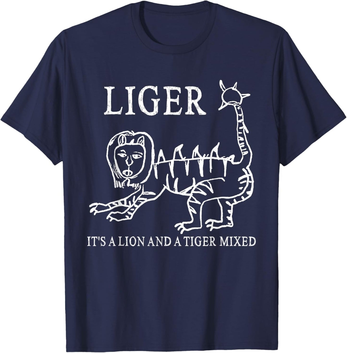 Liger It's A Lion And A Tiger Mixed Funny T-Shirt - T-Shirt | Navy
