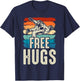 Vintage Wrestling Funny Free Hugs Wrestling T-Shirt - T-Shirt | Navy