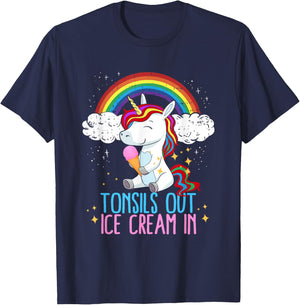 Tonsils Out Ice Cream In Tonsillectomy Tonsil Removal Girls T-Shirt - T-Shirt | Navy