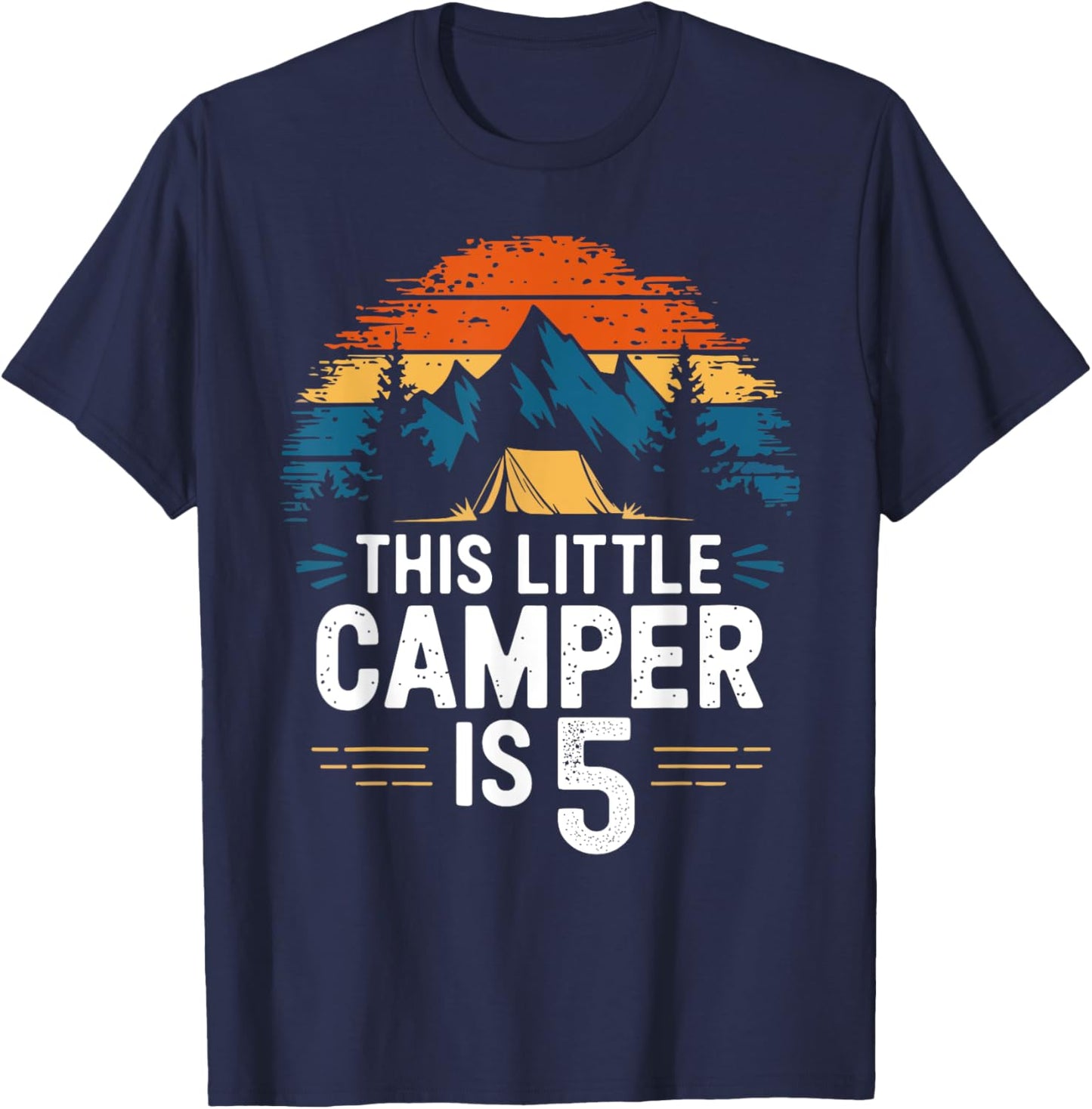 5th Birthday Camping Shirt for 5 Year Old Kids Camping Party T-Shirt - T-Shirt | Navy