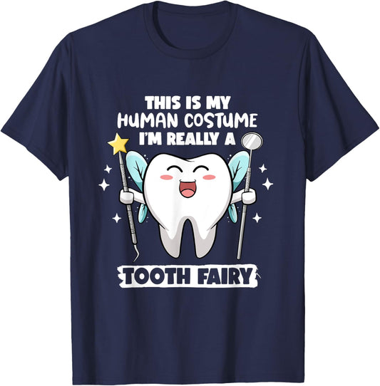 Tooth Fairy Human Costume Halloween Dental Hygienist Dentist T-Shirt - T-Shirt | Navy