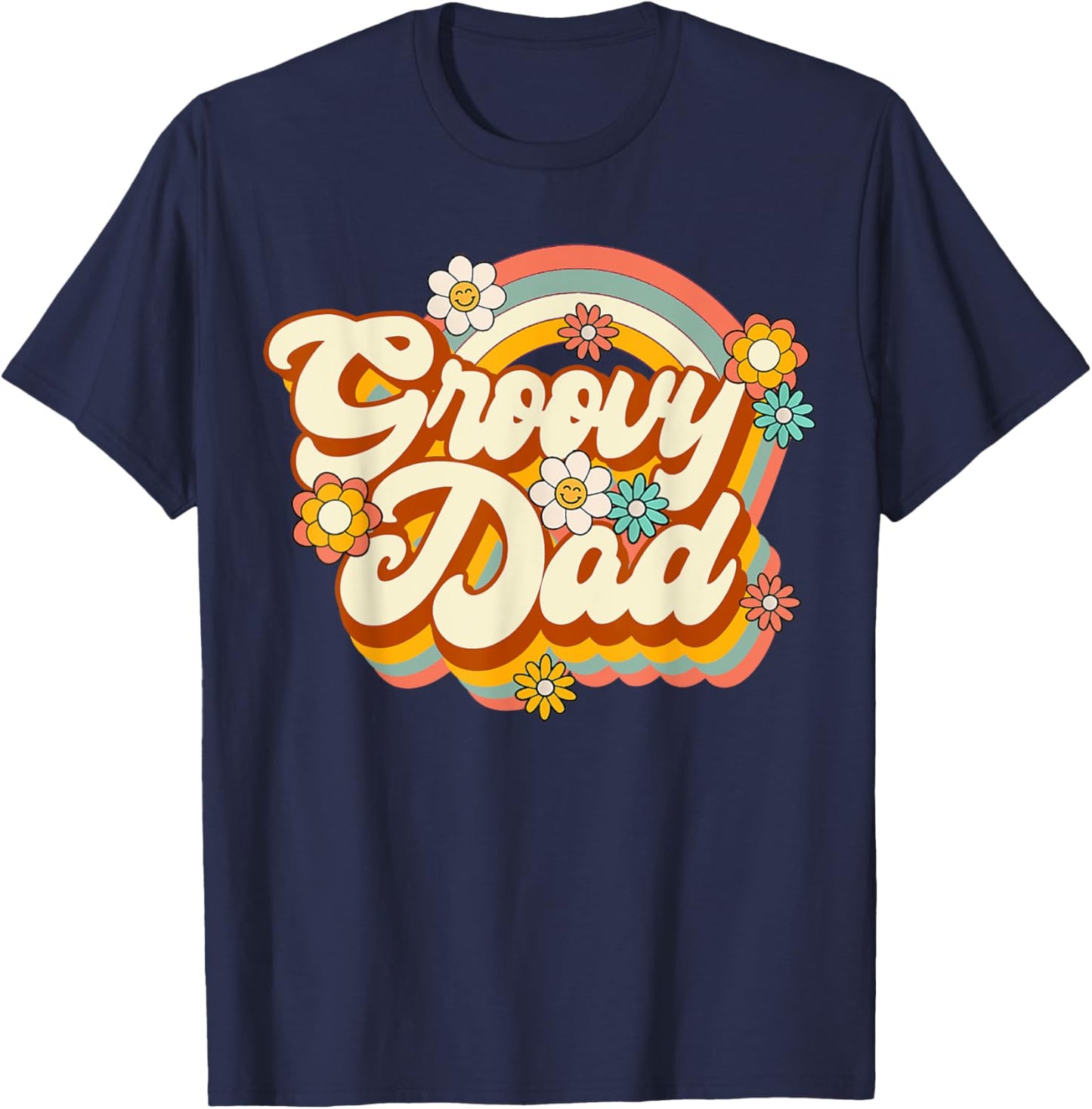 Retro Groovy Dad Family Birthday 60s 70s Hippie Costume T-Shirt - T-Shirt | Navy