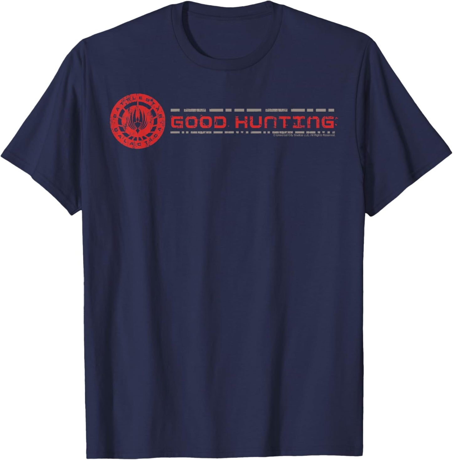 Battlestar Galactica Good Hunting Logo , Black, S T-Shirt - T-Shirt | Navy