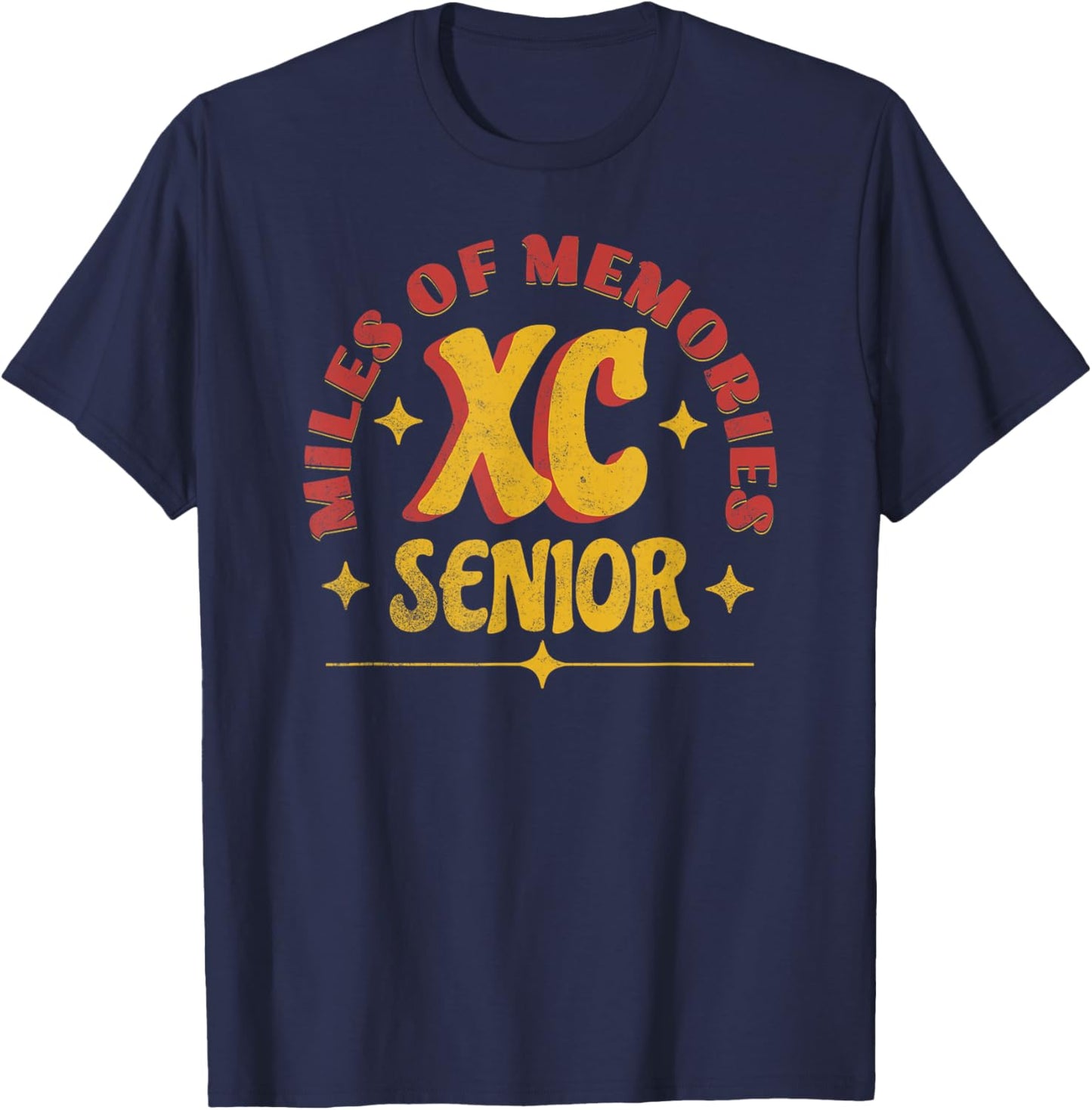 Senior Cross Country Miles of Memories Distressed T-Shirt - T-Shirt | Navy
