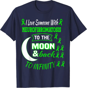 I Love Someone With Neurofibromatosis Awareness Green Ribbon T-Shirt - T-Shirt | Navy