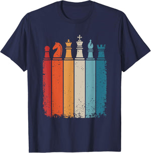 Chess Player Vintage Chess Pieces T-Shirt - T-Shirt | Navy