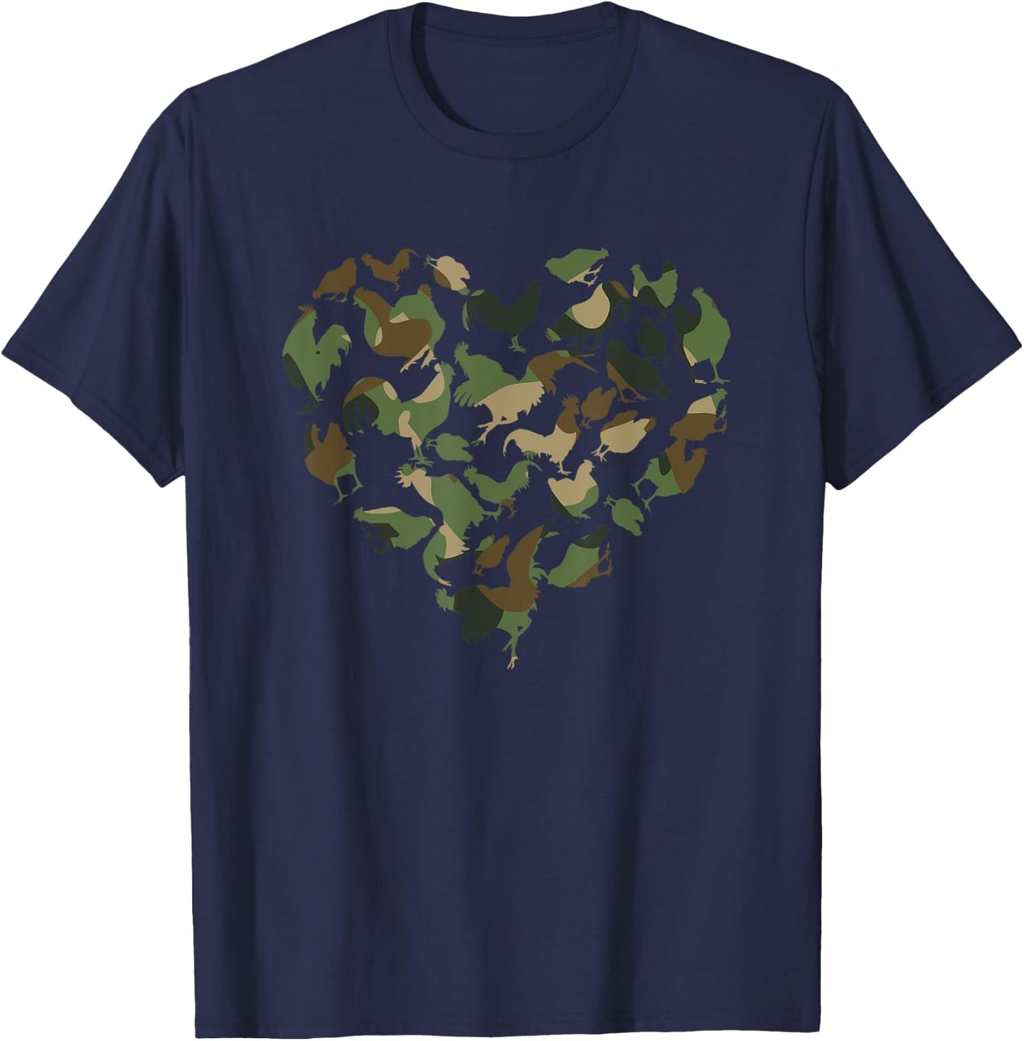Camouflage Chicken Camo Chicken Whisperer Heartshape Heart T-Shirt - T-Shirt | Navy