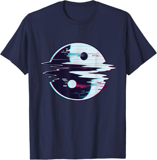 Yin Yang Glitch Spiritual Buddhism Yoga Goa Psy Trance Gift T-Shirt - T-Shirt | Navy