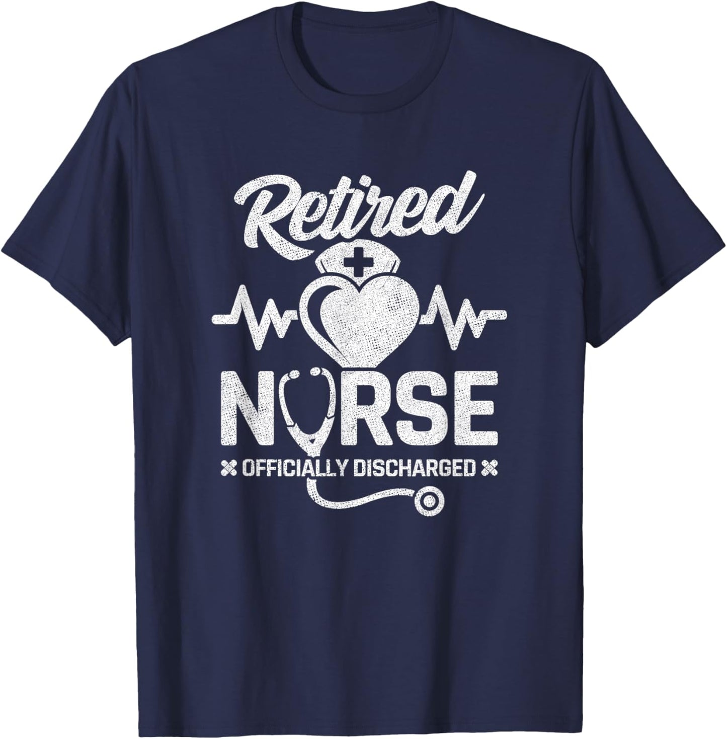 Nurse Retirement - Officially Discharged - Retired Nurse T-Shirt - T-Shirt | Navy