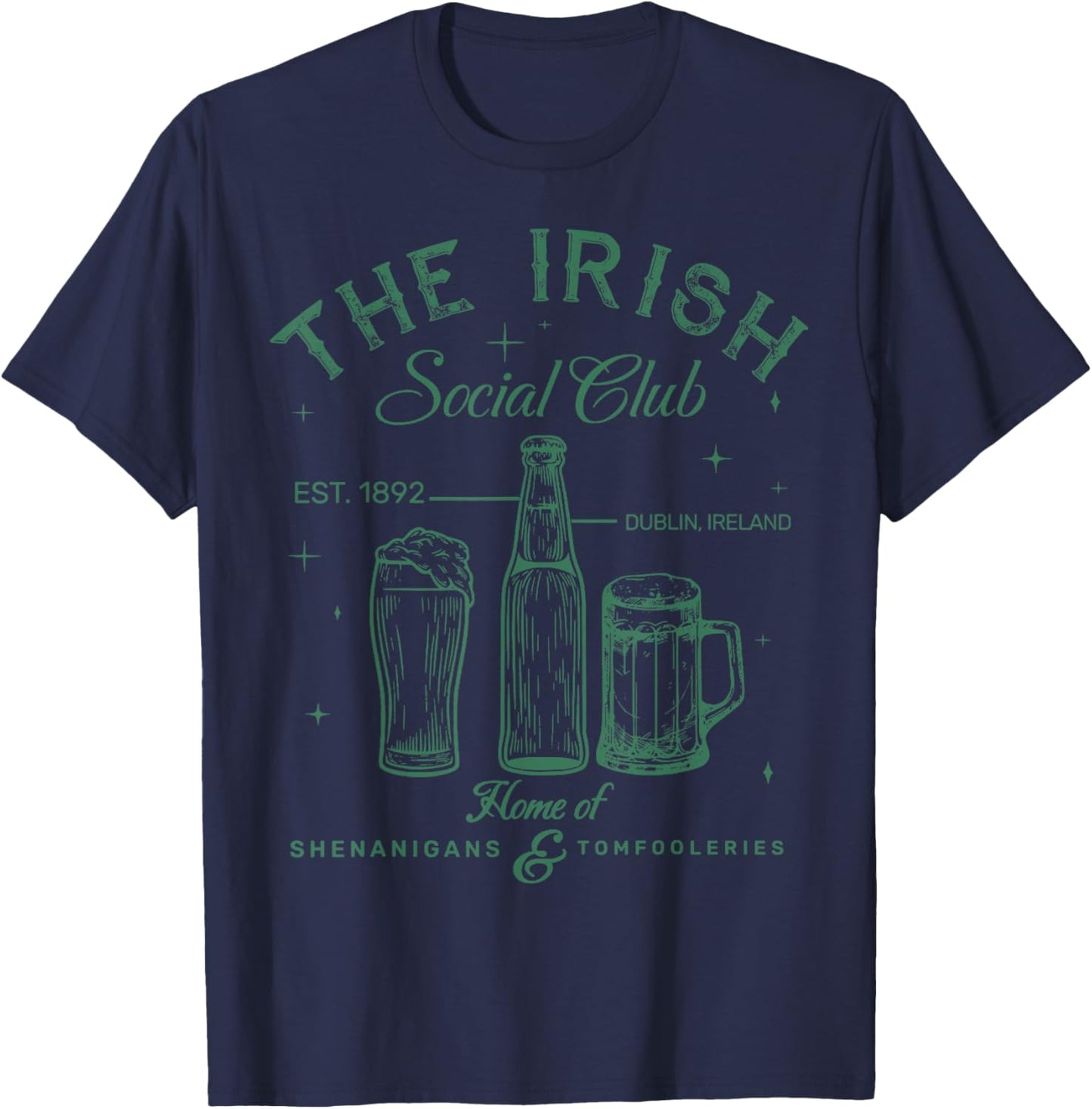 Retro The Irish Social Club Drunk St. Patrick's Day Outfit T-Shirt - T-Shirt | Navy
