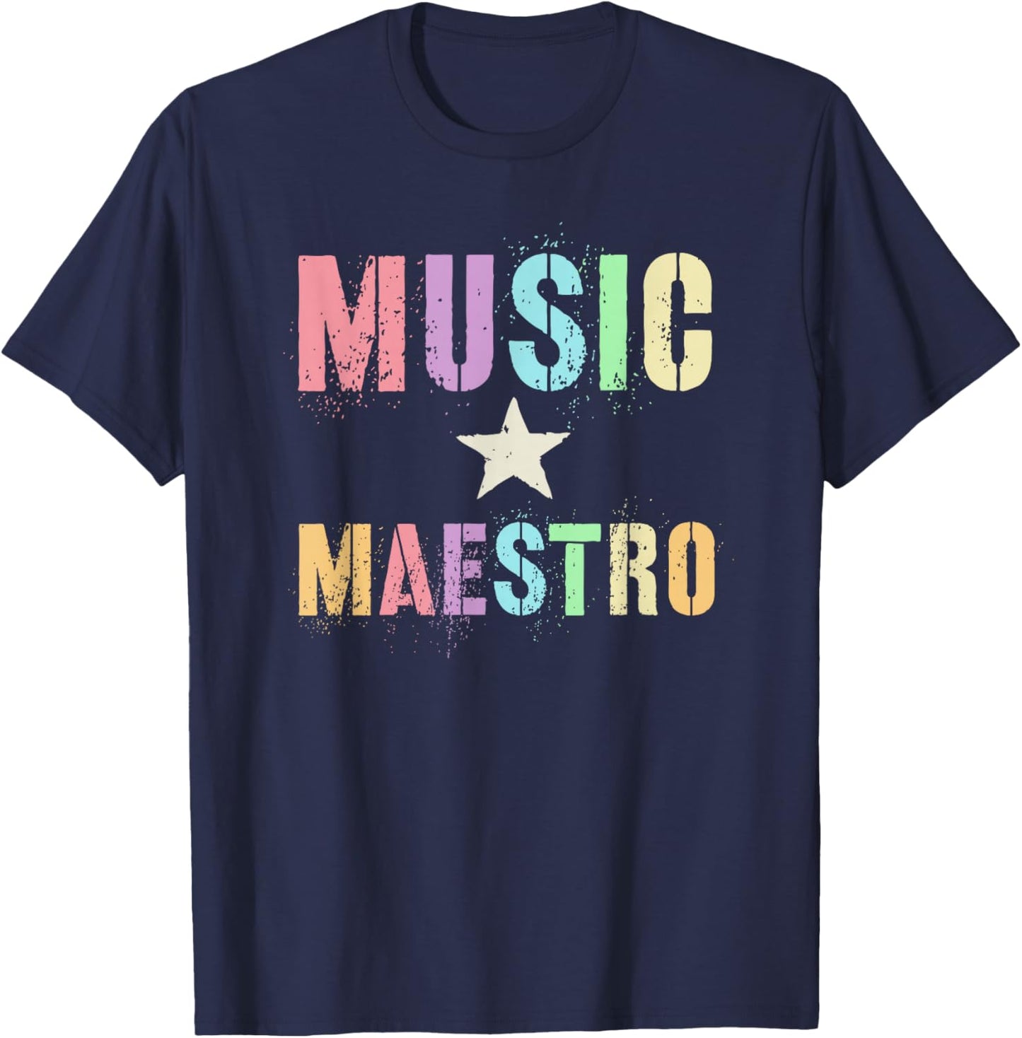 Vintage MUSIC MAESTRO Composer Teacher Musical Instrument T-Shirt - T-Shirt | Navy