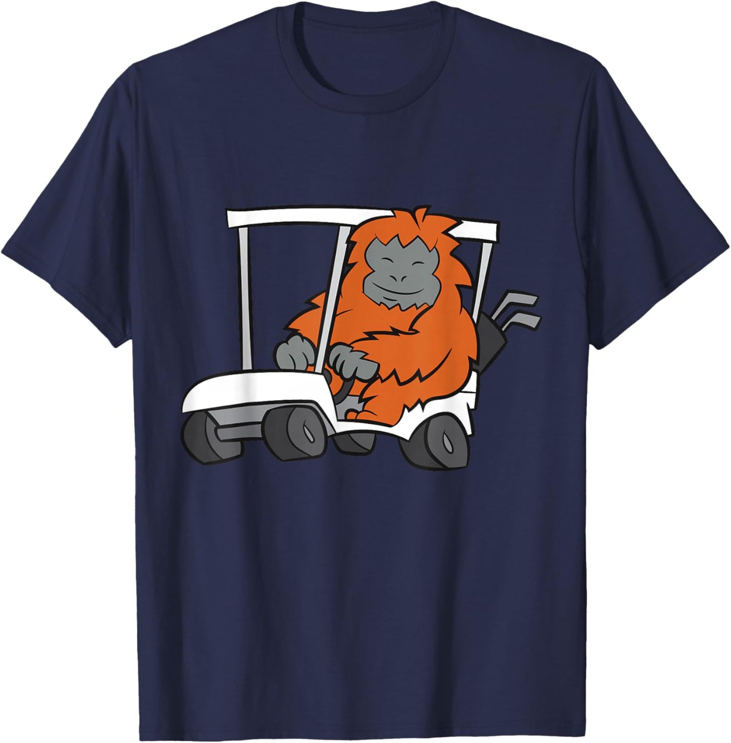 Orangutan Driving Golf Cart Meme Funny Orangutan Monkey T-Shirt - T-Shirt | Navy