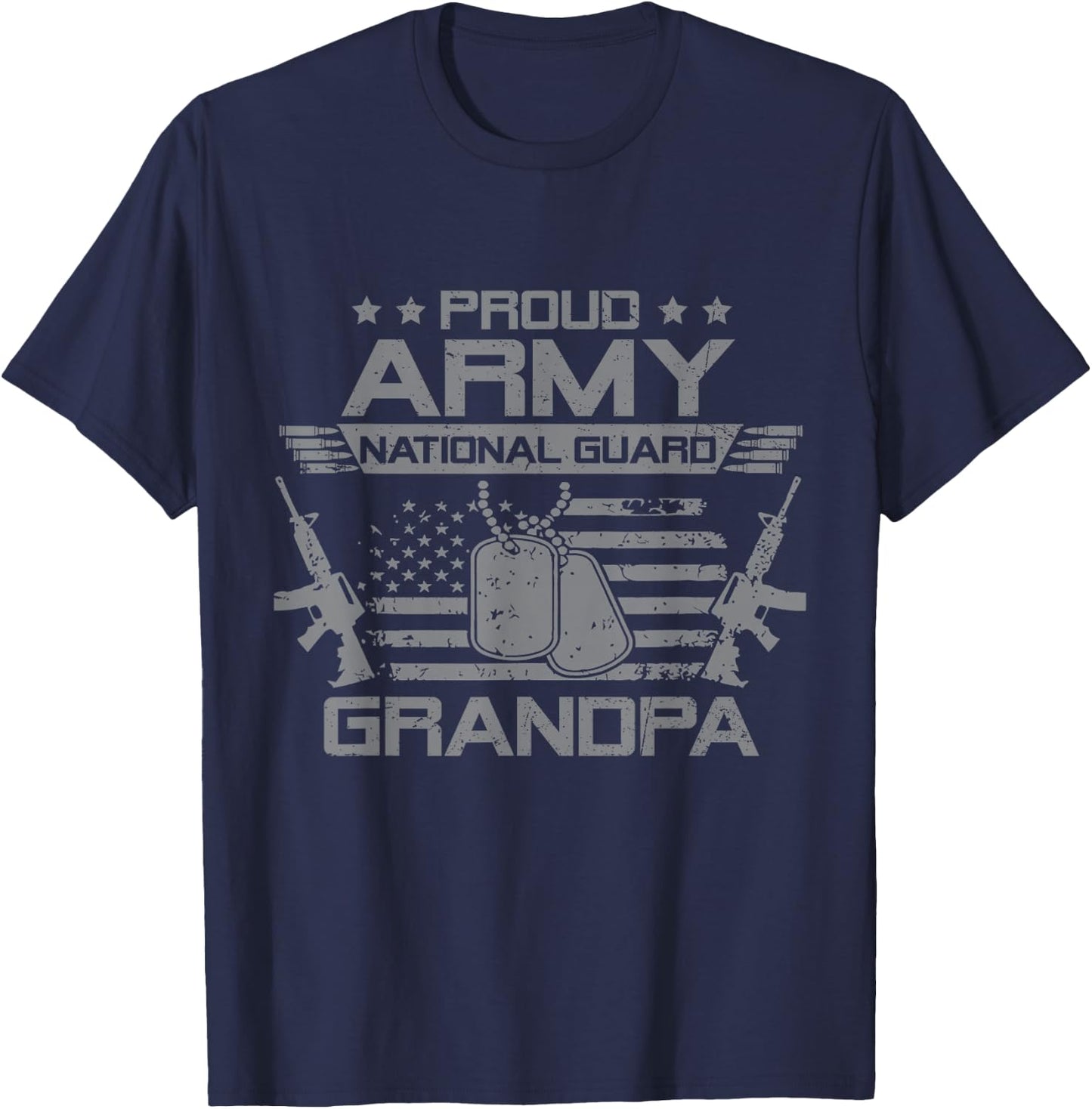 Proud Army National Guard Grandpa Flag USA Military Veteran T-Shirt - T-Shirt | Navy