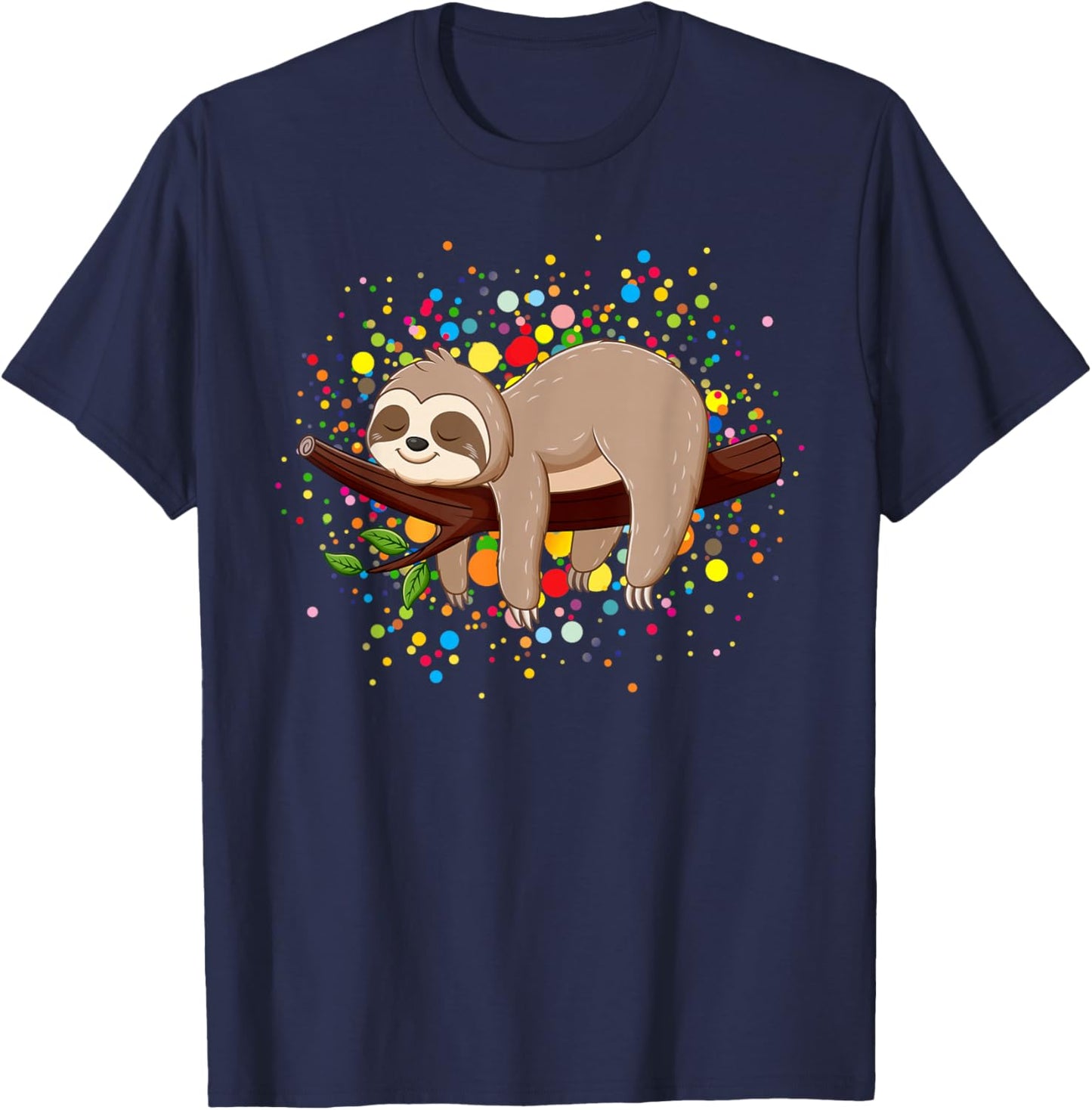 Funny Sloth Lovers Polka Dots Happy Dot Day Girls Boys Kids T-Shirt - T-Shirt | Navy