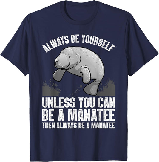 Funny Manatee Design Women Boys Girls Manatee Lover T-Shirt - T-Shirt | Navy