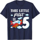 This Little Pilot is 5 Year Old Kids Airplane 5th Birthday T-Shirt - T-Shirt | Navy