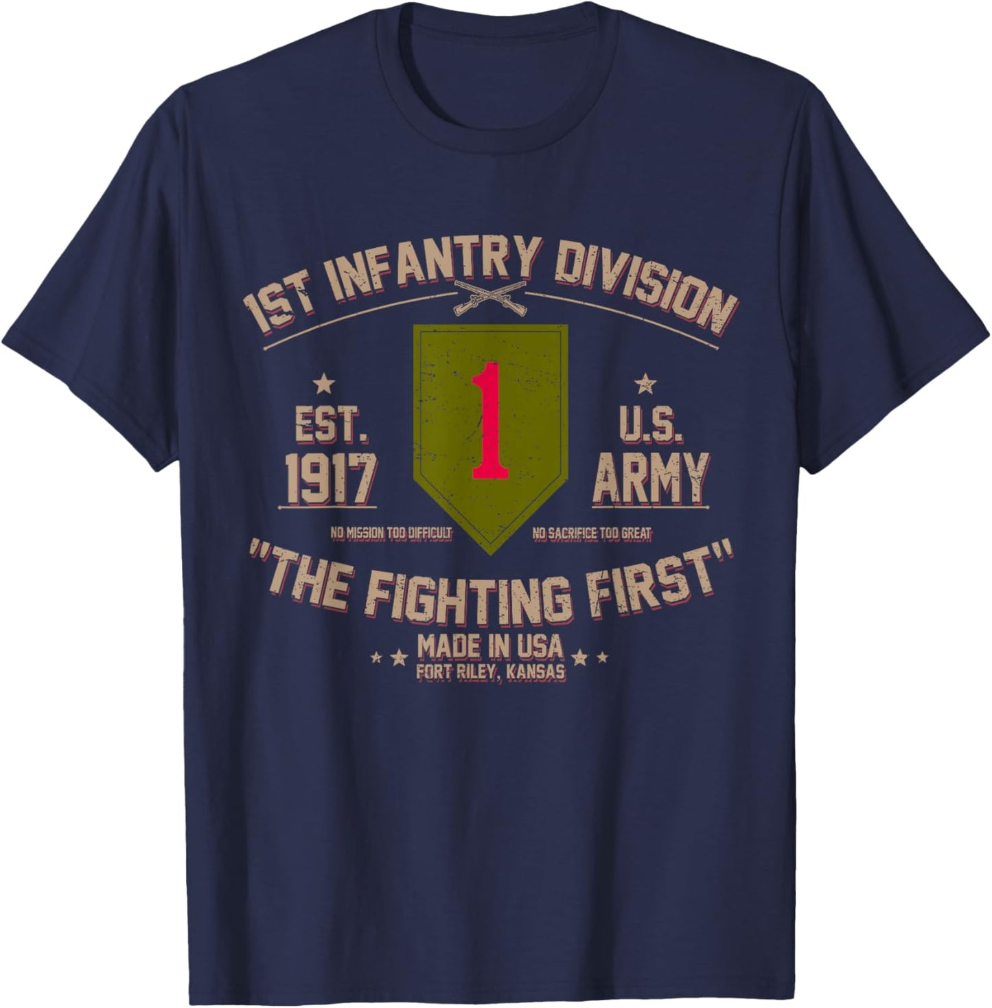 1st Infantry Division The Fighting First US Army Veteran T-Shirt - T-Shirt | Navy