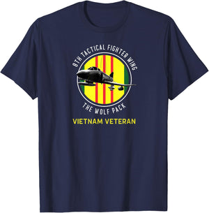 8th TAC Fighter Wing "Wolf Pack" Vietnam Veteran F-4 T-Shirt - T-Shirt | Navy