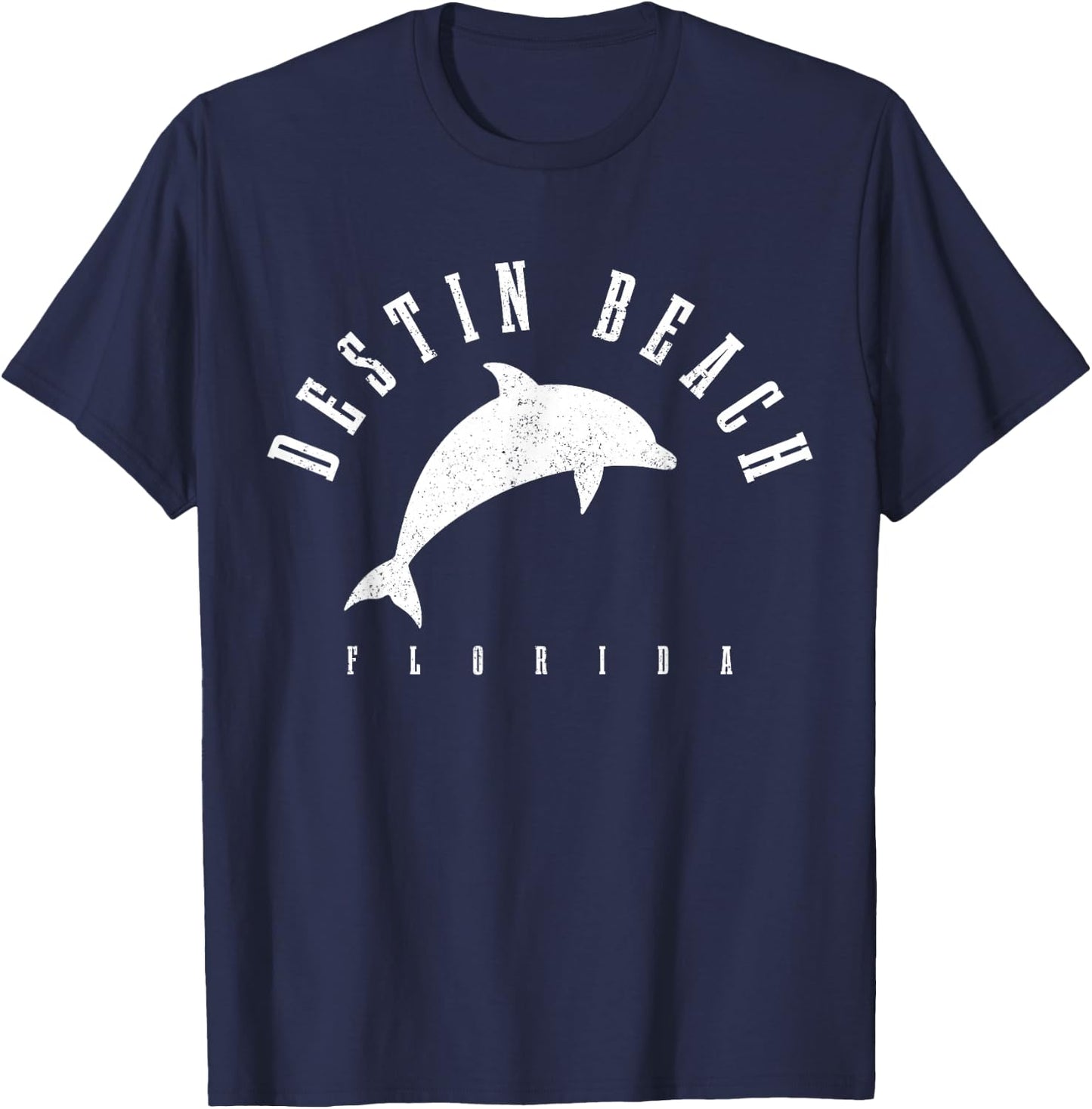 Destin Beach Florida FL Vintage Dolphin Holiday T-Shirt - T-Shirt | Navy
