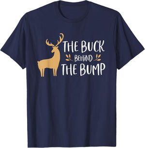 Christmas Pregnancy Announcement Shirt Men Buck Behind Bump T-Shirt - T-Shirt | Navy