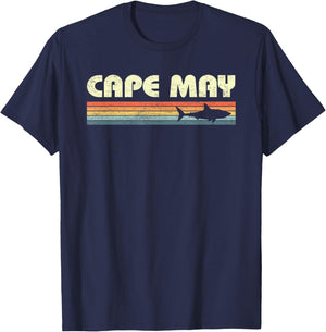 Cape May New Jersey Vintage Shark Souvenir T-Shirt - T-Shirt | Navy