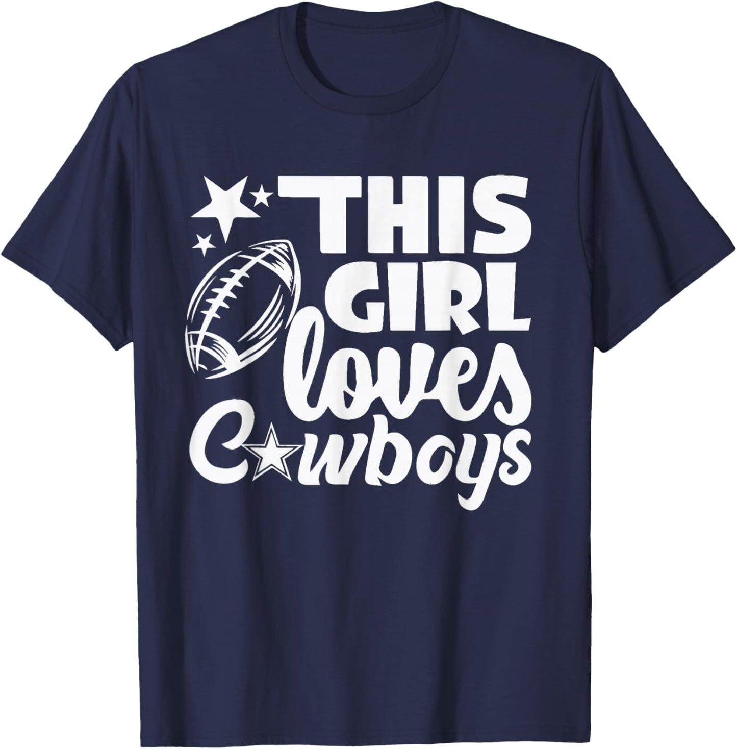 This Girl Loves Her Cowboy Cute Texas Dallas T-Shirt - T-Shirt | Navy