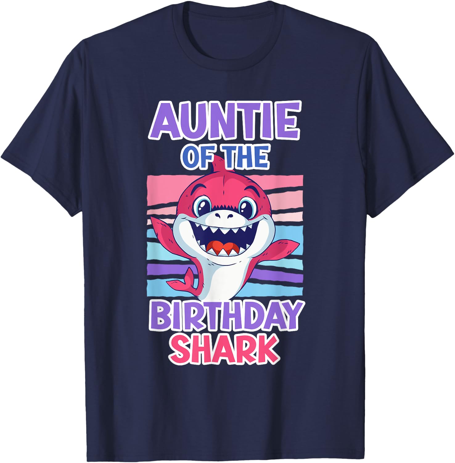 The aunt of the birthday boy shark aunt T-Shirt - T-Shirt | Navy