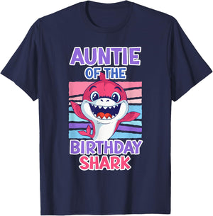 The aunt of the birthday boy shark aunt T-Shirt - T-Shirt | Navy