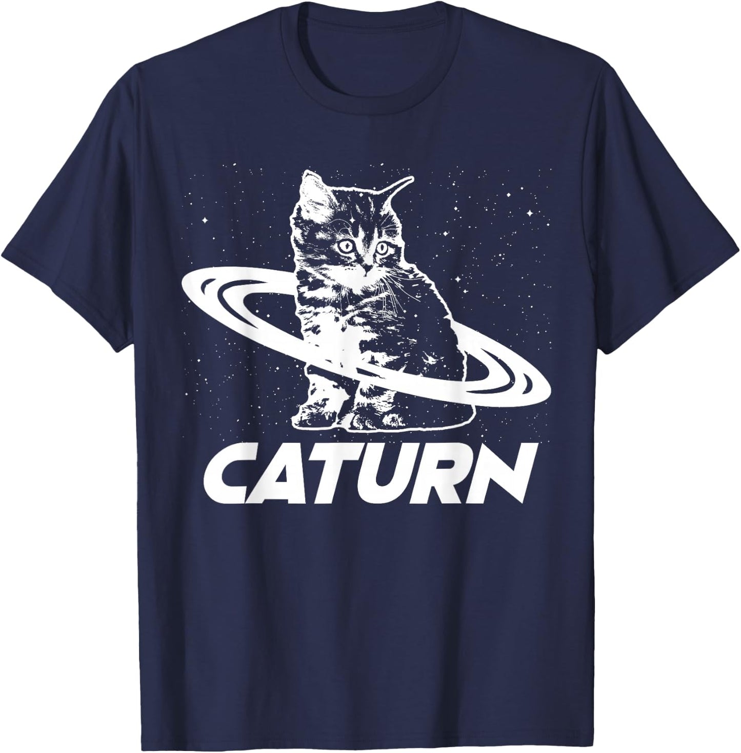 Caturn Saturn Space Cat T-Shirt - T-Shirt | Navy