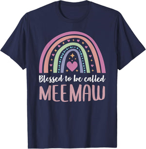 MeeMaw Shirt Grandma Women Mothers Day Blessed MeeMaw T-Shirt - T-Shirt | Navy
