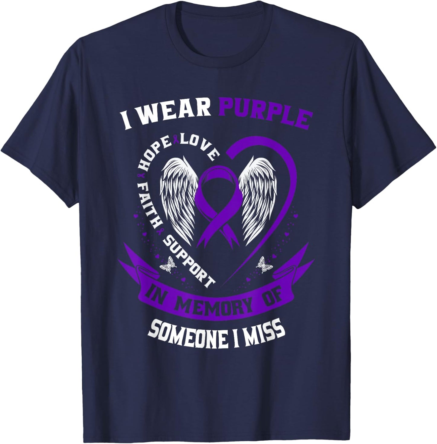 Pancreatic Cancer Awareness Shirt Someone I Miss Memorial T-Shirt - T-Shirt | Navy