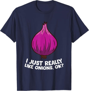 I Just Really Like Onions, OK? Red Onions T-Shirt - T-Shirt | Navy