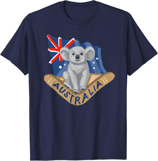 Australia Koala Boomerang Flag T-Shirt - T-Shirt | Navy