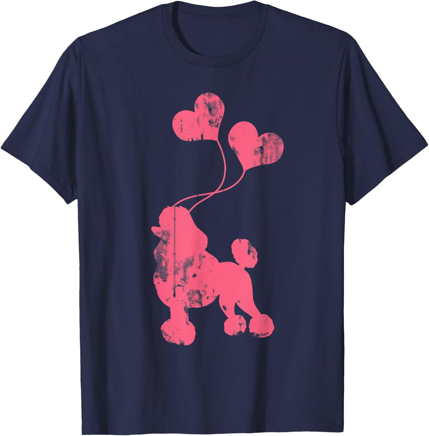 Balloons Heart Poodle T-Shirt - T-Shirt | Navy