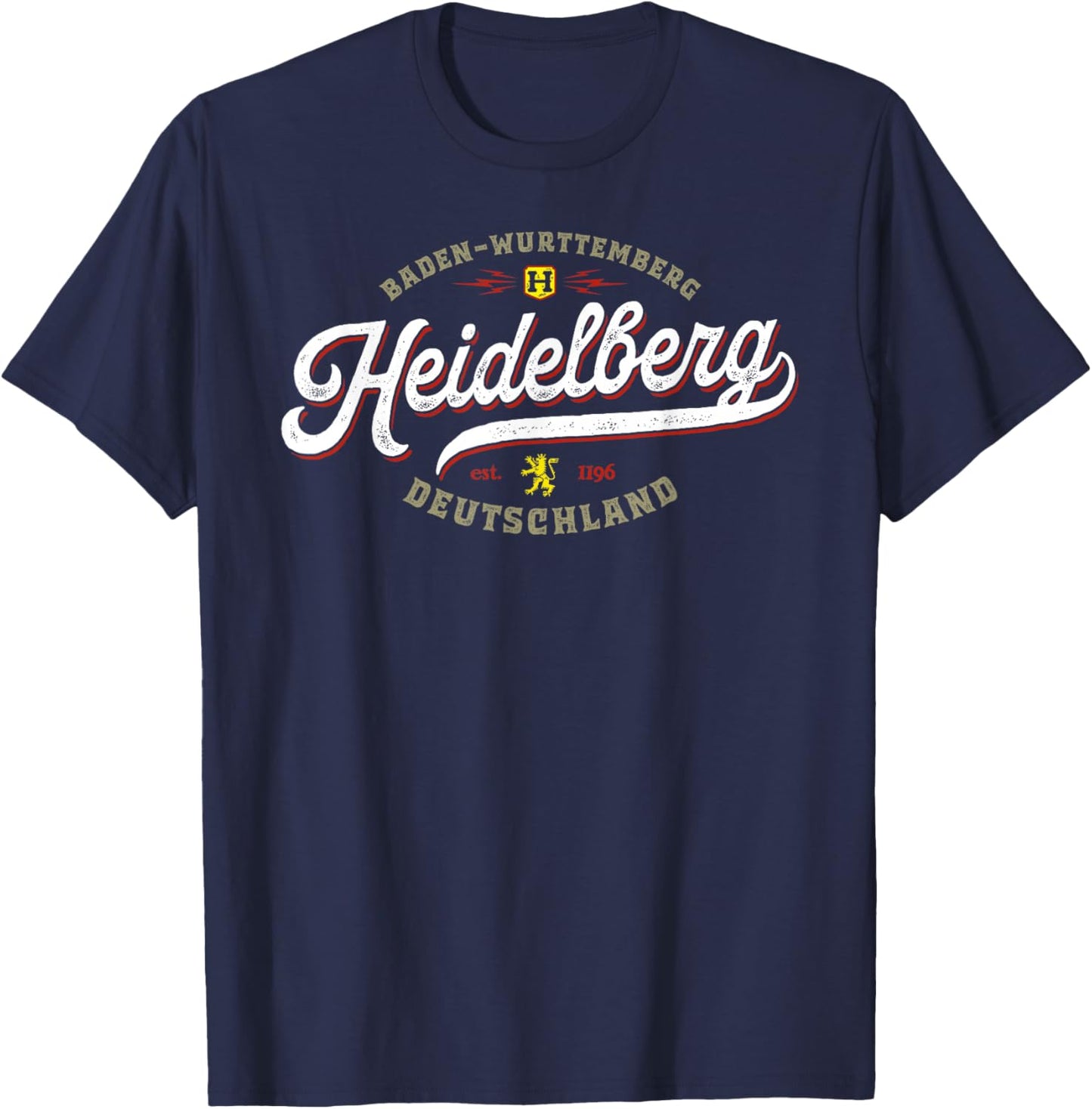 Heidelberg Gifts & Gear - Vintage Heidelberg - Black - Small - - Short Sleeve - - Classic Fit - Cotton 65%, Polyester 35% T-Shirt - T-Shirt | Navy