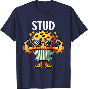 Stud Muffin Funny Muffin Lover Dad Boyfriend Men Boys T-Shirt - T-Shirt | Navy