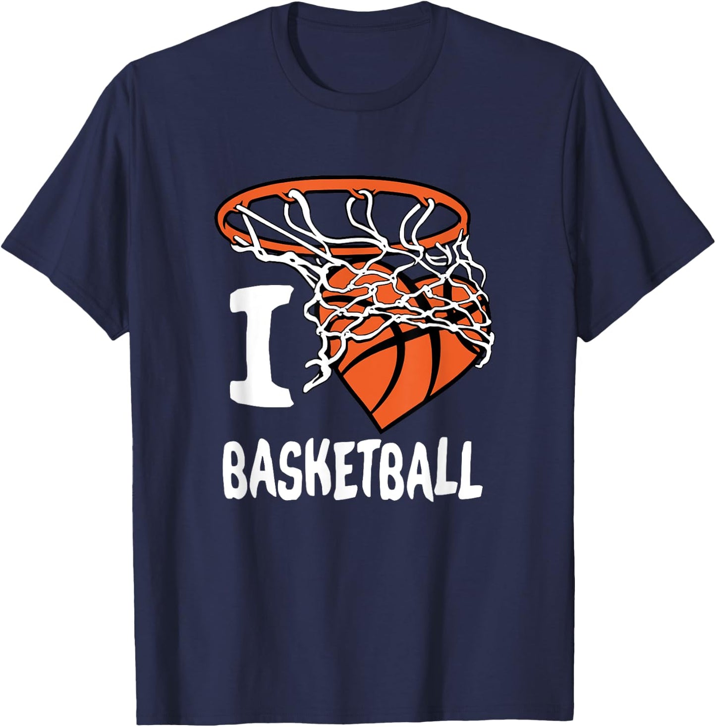 I Love Basketball Girl & Boys Youth Basketball Hoop T-Shirt - T-Shirt | Navy