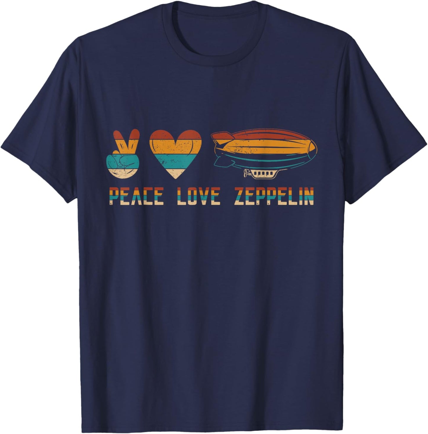 Retro Zeppelin 70s Dirigible Blimp Airship Zepelin Zepplin T-Shirt - T-Shirt | Navy