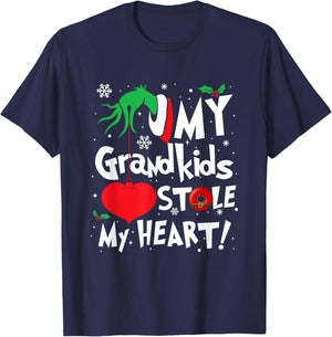 My Grandkids Stole My Heart Funny Christmas Vintage Xmas T-Shirt - T-Shirt | Navy