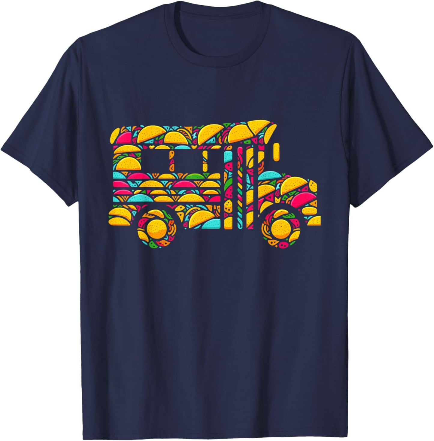 School Bus Tacos Kids Mexican Cinco De Mayo Taco T-Shirt - T-Shirt | Navy