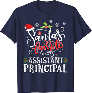 Santa's Favorite Assistant Principal Christmas Party Xmas T-Shirt - T-Shirt | Navy