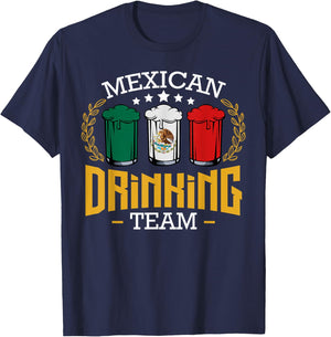 Beer Mexican Drinking Team Mexico Flag Funny Beer Pub Party T-Shirt - T-Shirt | Navy