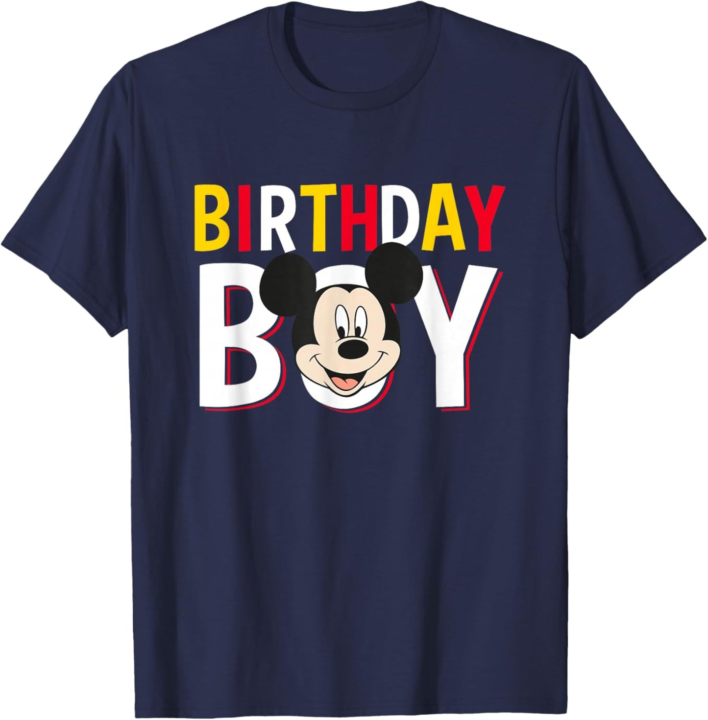 Disney Mickey and Friends Birthday Boy Cute Mickey Logo T-Shirt - T-Shirt | Navy